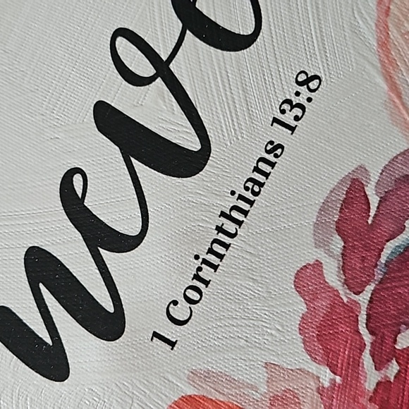 18x6 Love Never Fails Canvas Wall Art NWOT Seven Trees Design 1 Corinthians 13:8 - Picture 4 of 11